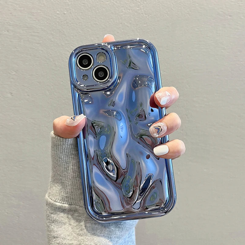 Glossy Laser Meteorite Texture Plating Phone Case For iPhone 11 12 13 14 15 16 17 Pro Max Air Plain Color Anti-knock Cover