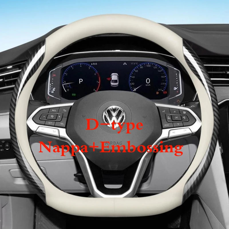 for Volkswagen VW Atlas Passat CC Taos touareg R-line Car Steering Wheel Cover 10colour Suede Leather 38 CM Auto Accessories