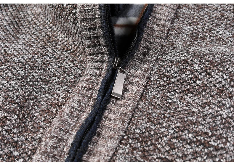 Cardigã de homem quente para outono/inverno, camisolas de lã, casacos com fecho completo, camisola de malha de marca de luxo com corte justo, camisola americana