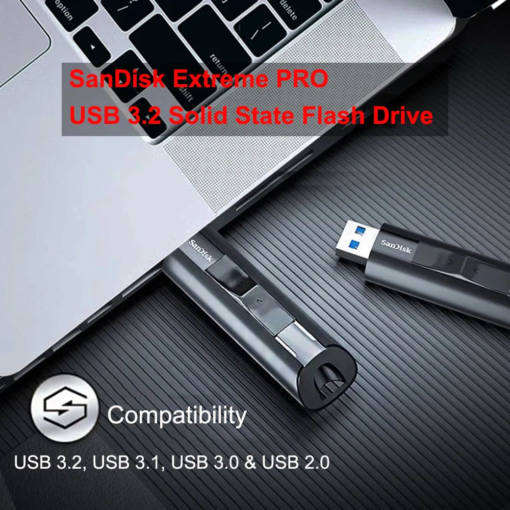 SanDisk Extreme PRO USB 3.2 Solid State Flash Drive 128GB 256GB 512GB 1TB USB 3.2 Gen 1 SDCZ880 Blazing-fast Performance U Disk
