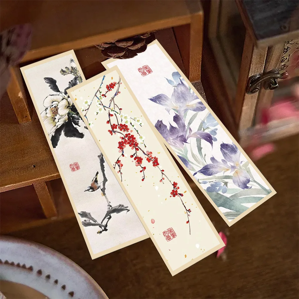 30pcs Chinese Painting Style Bookmarks Chinese Ink Painting Reading Book Page Book Marking Notebook Marking Student Stationery