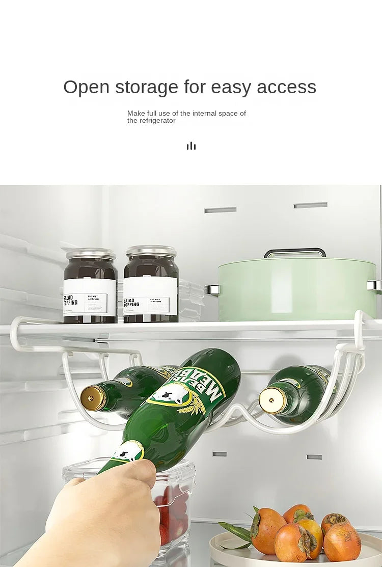 Creative Refrigerator Beer Bottle Organizer Rack - Wine Display Shelf with Holder Hook for Home Kitchen Storage and Organization