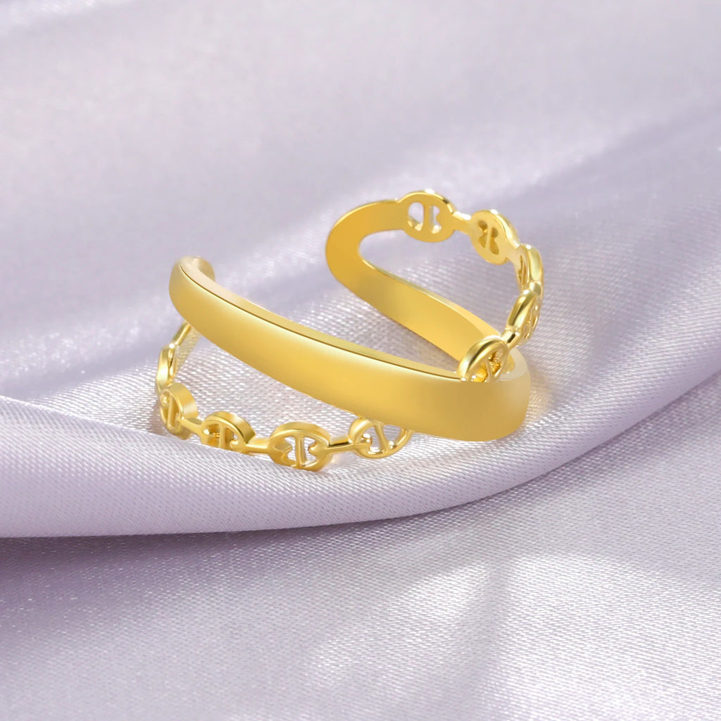 Amaxer For Women Lover's Rings Star Lace Beads Strip Stainless Steel Gold Color Silver Color Engagement Jewelry Party Gift