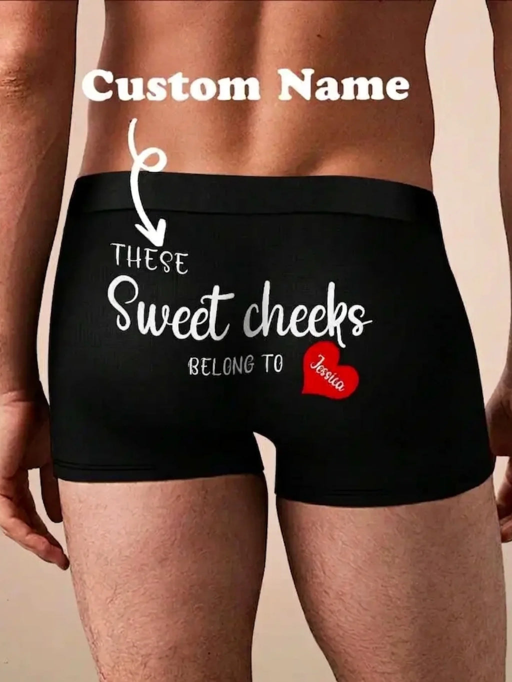 Custom Name Boxers for Men Personalized Cotton Boxer Briefs with Name on Back Gift for Him Husband Boyfriend Birthday Valentine
