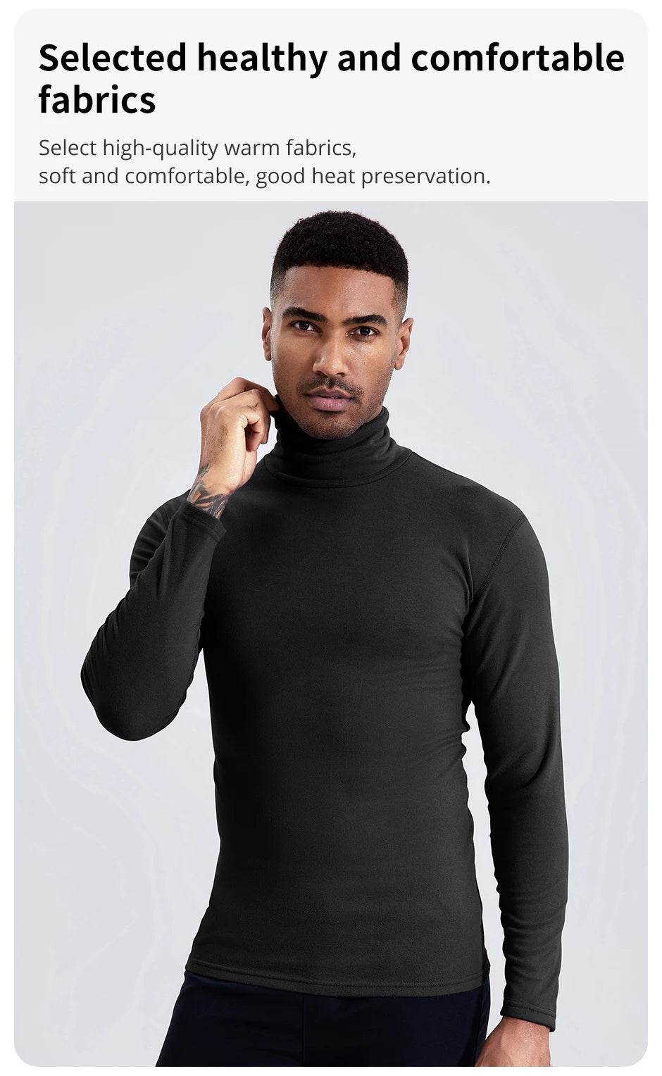 Men's Autumn and Winter Plus Size Solid Color Turtleneck Bottoming Shirt Casual Joker Fashion Young Men Long Sleeve Warm T.