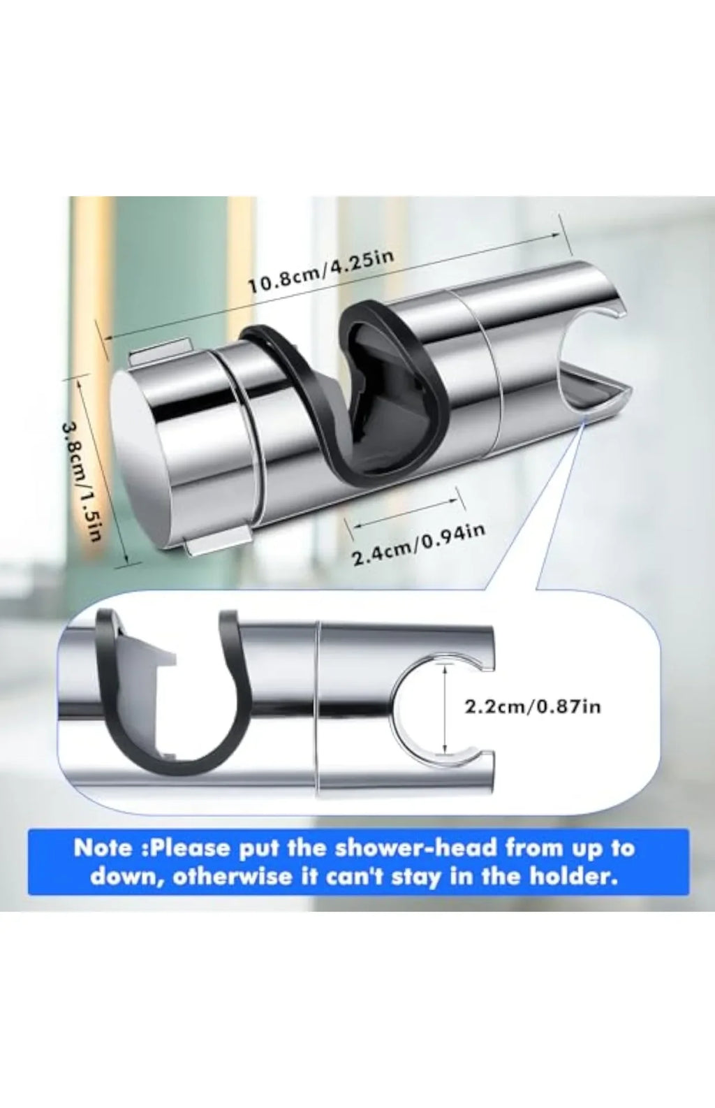 1pc Universal Shower Head Holder Adjustable 18~25mm ABS Chrome Shower Rail Holder Bathroom Accessories Shower Mounting Brackets