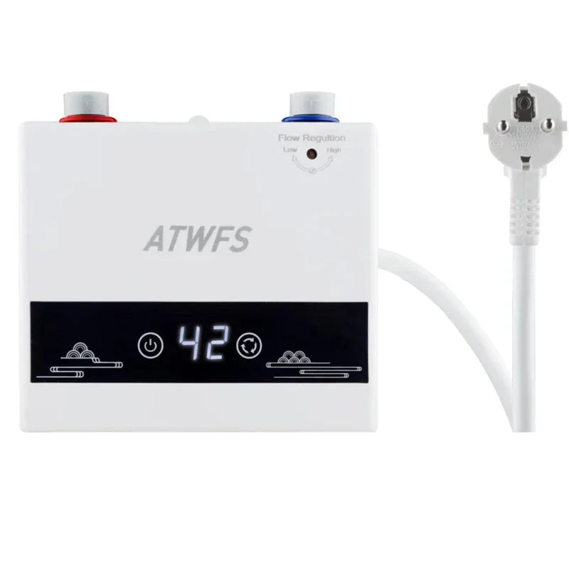 ATWFS Instant Water Heater 220V 4600W Portable Electric Heaters for Bathroom Hot Water Shower and Home Kitchen Heating