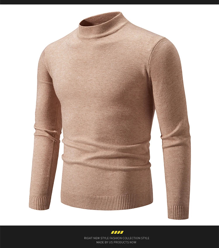 New Autumn Winter Designer Fashion Half Turtleneck Knitted Sweater High Quality Mens Casual Solid Color Warm Women Sweaters