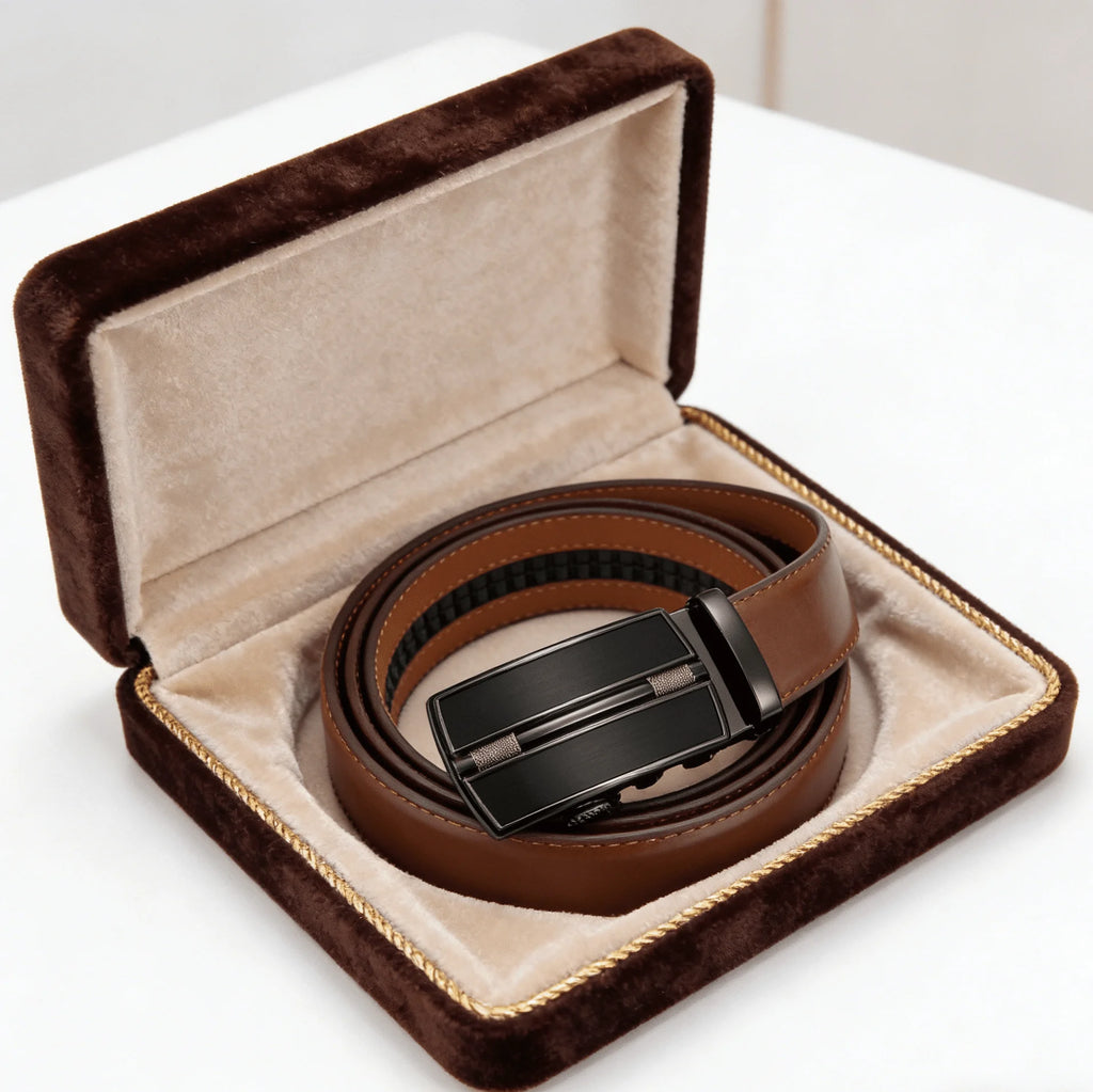 Men's Automatic Genuine Leather Luxury Belt Metal Automatic Buckle Male Waistband Designer High Quality Black Brown Waist Belts