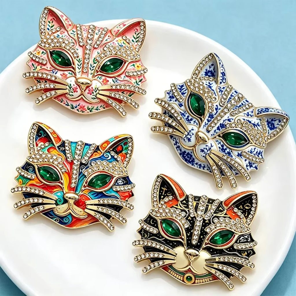 Baroque Luxury Cat and Fox-Face Design Brooches for Men and Women, Jewelry, Fashion Accessories, and Party Gifts
