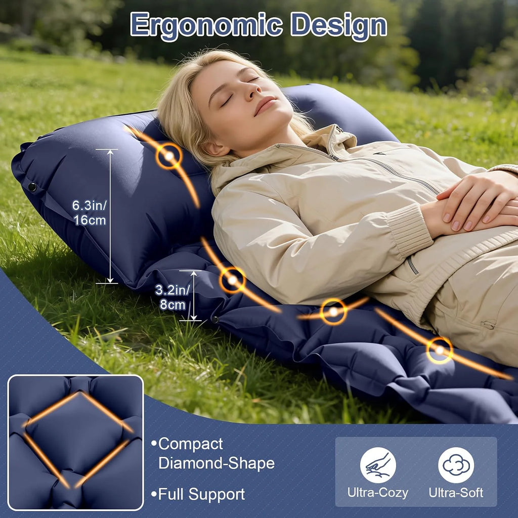 Camping Sleeping Pad, Ultralight Camping Mattress with Pillow Built-in Foot Pump,Self-inflating Sleep Mat