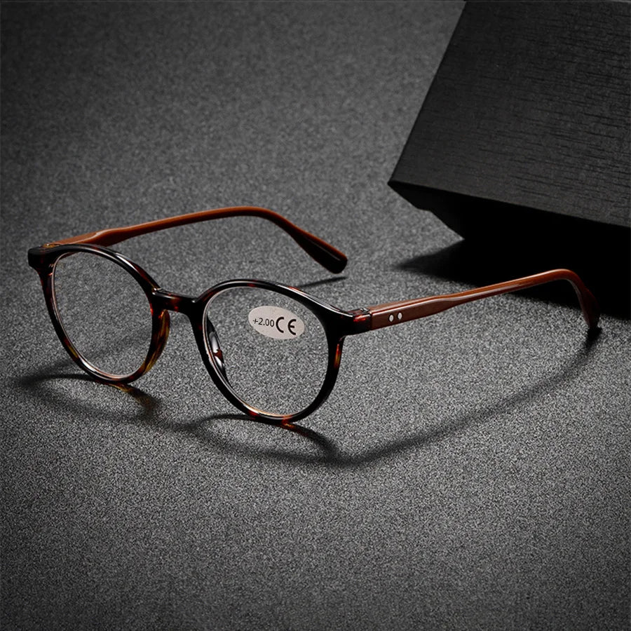 Elegant Retro Reading Glasses, Unisex Round PC Frame, High Definition Presbyopic Eyewear, Trendy Vintage Style