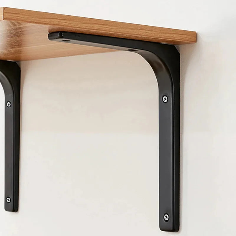 L-Shaped Floating Shelf Brackets - Heavy Duty Stainless Steel Wall Mount, Black/White Modern Industrial Supports