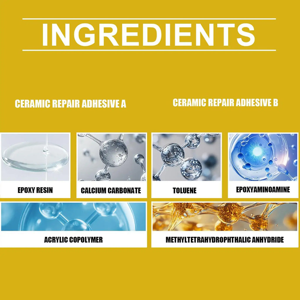 Porcelain Repair Kit Ceramic Glue Repair Adhesive Kit Waterproof Adhesive for Saucers Vases Sculptures Bowl Toilet Plate