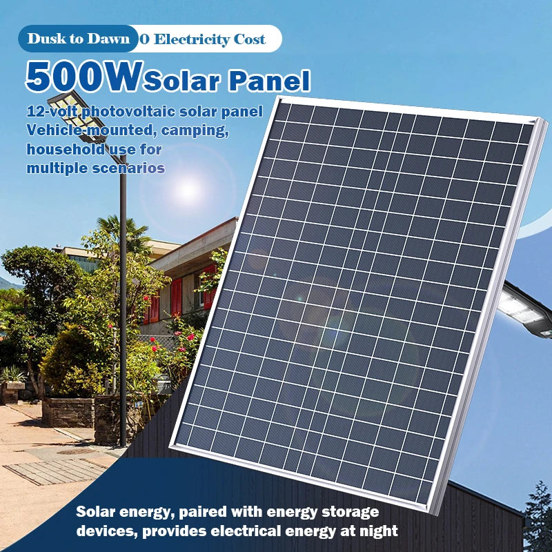 500W-1000W Polycrystalline Solar Panel Kit, 12V Portable Charger & Power Generator for Home, RV, Camping & Outdoor Travel
