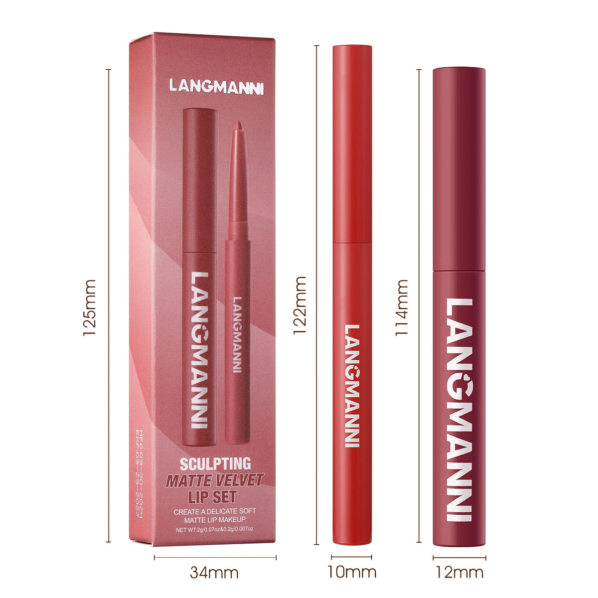 Conjunto de batom e delineador de lábios integrado, à prova de água, sem manchas, não desbota, não transfere, de longa duração, fácil de criar uma maquilhagem perfeita!