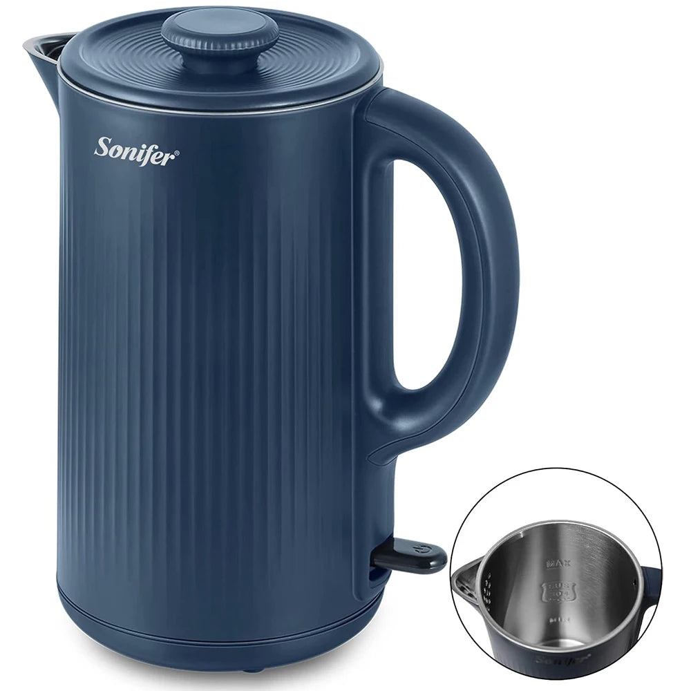 304 Stainless Steel Electric Kettle Household Double Wall Design 1.7L 1500W Cordless Frosted Housing