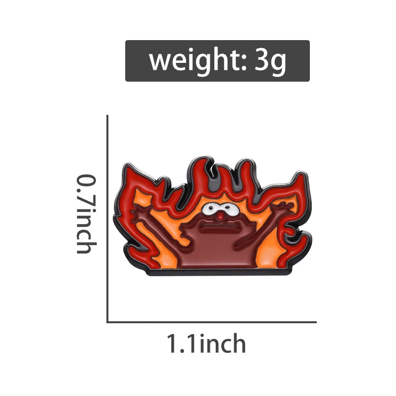 Fire Helllmo Enamel Pins Custom Cute Cartoon Brooches Lapel Badges Funny Anime Animal Jewelry Gift for Kids Friends