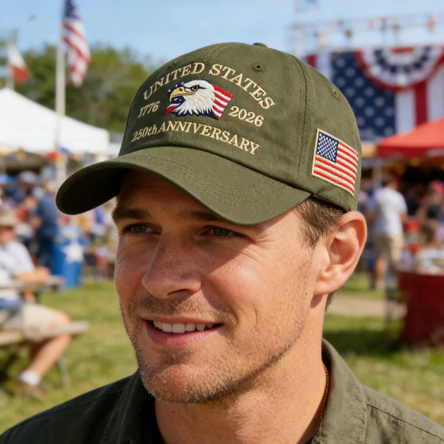 Vintage American-Style 250Th Anniversary Baseball Cap with Embroidered Eagle Flag Design, Adjustable Head Circumference, Unisex Sun Hat