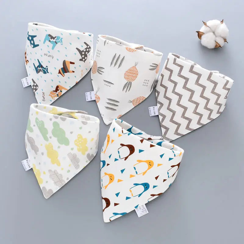 5pcs Baby Saliva Towel Triangle Scarf Pure Cotton Bandana Bibs Newborn Boys Girls Absorbent Cloth Bib Saliva Scarf