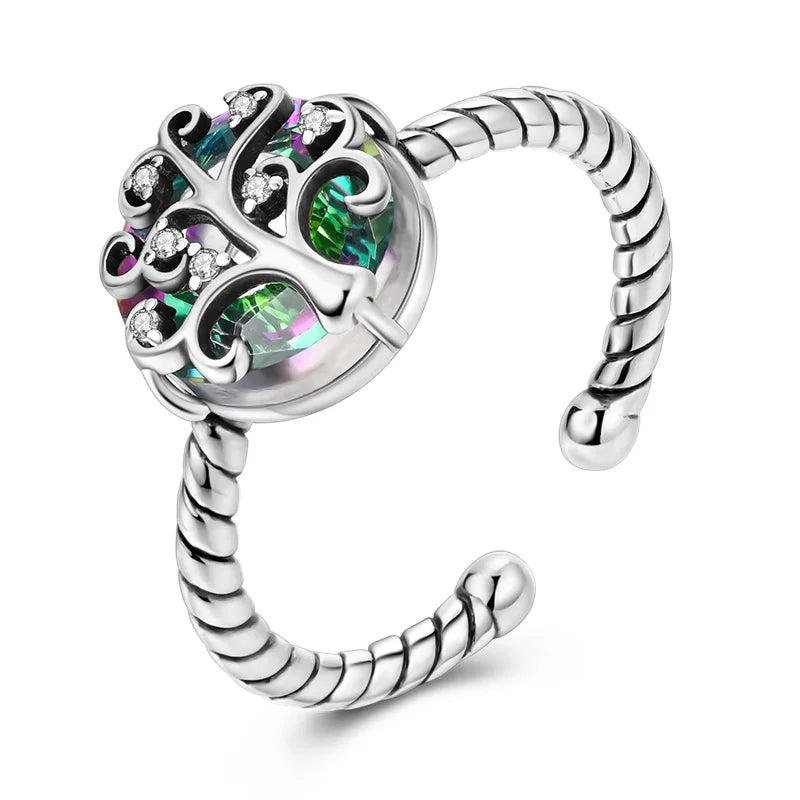 925 Silver Open Ring Sunflower Bee Star Eternal Love Jewelry Women's Wedding Gift