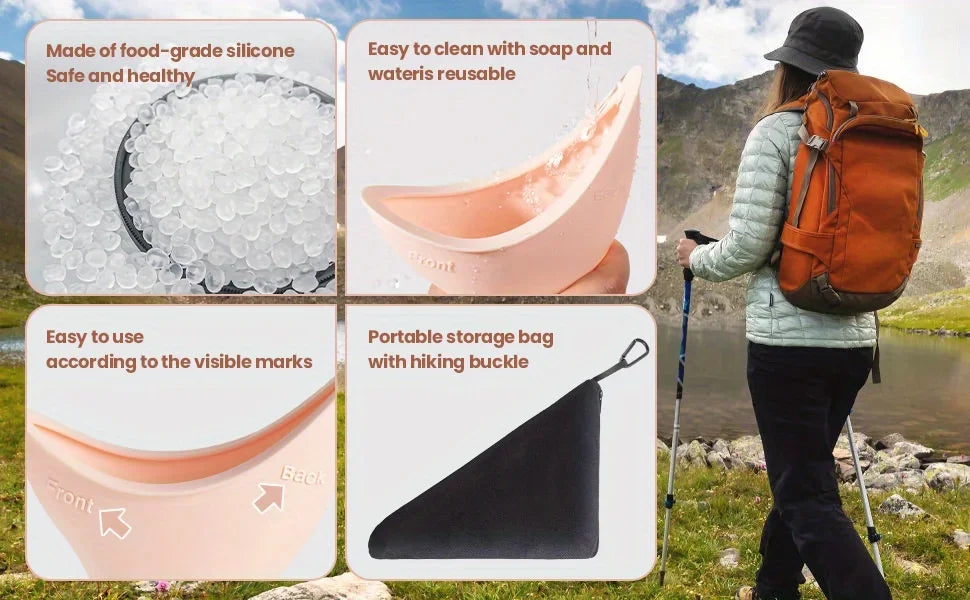 Female Urination Device Portable Stand Up Urinal with Storage Pouch Hygienic Travel Companion for Outdoor & On-The-Go Use