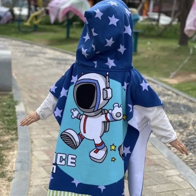 Newborn Wrap Blanket Cartoon Child Kid Hooded Cloak Infant Bathrob Baby Bath Towel Robe Cotton Boy Girl Beach Robe Astronaut Cap