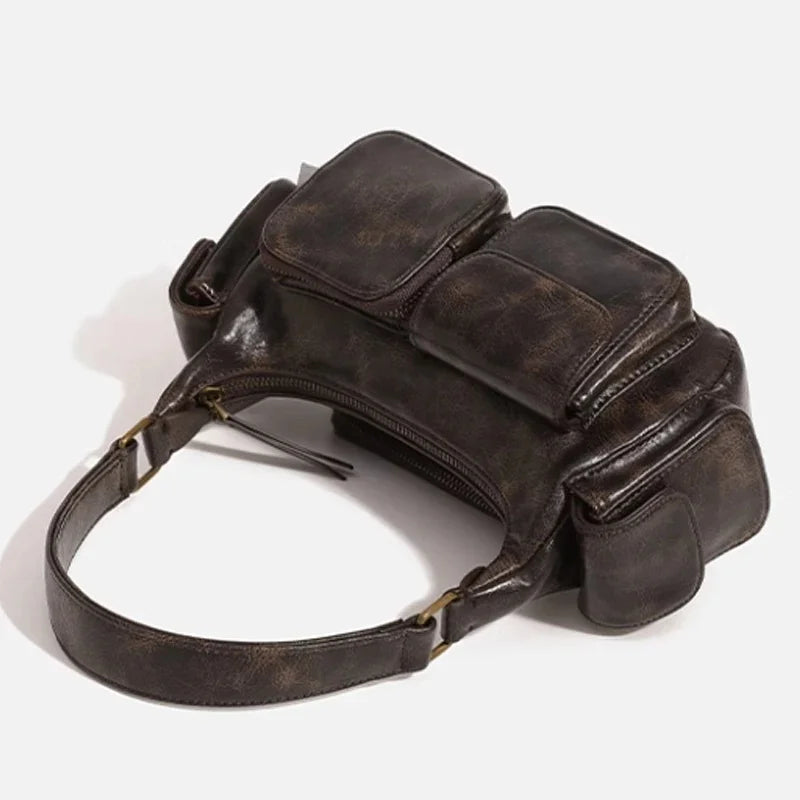 Annmouler Design Hobo Multi Pocket Locomotive Bag New Single Shoulder Bag Underarm Bag High Capacity Women Bag