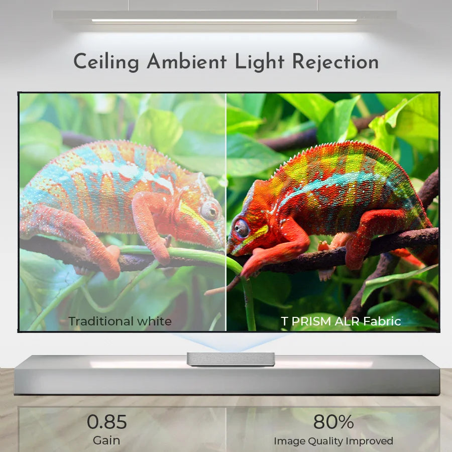120 inch 4K Ultra HD 16:9 ALR CLR UST Ambient Light Rejecting Fixed Frame Projector Screen for Ultra-Short Throw Projectors