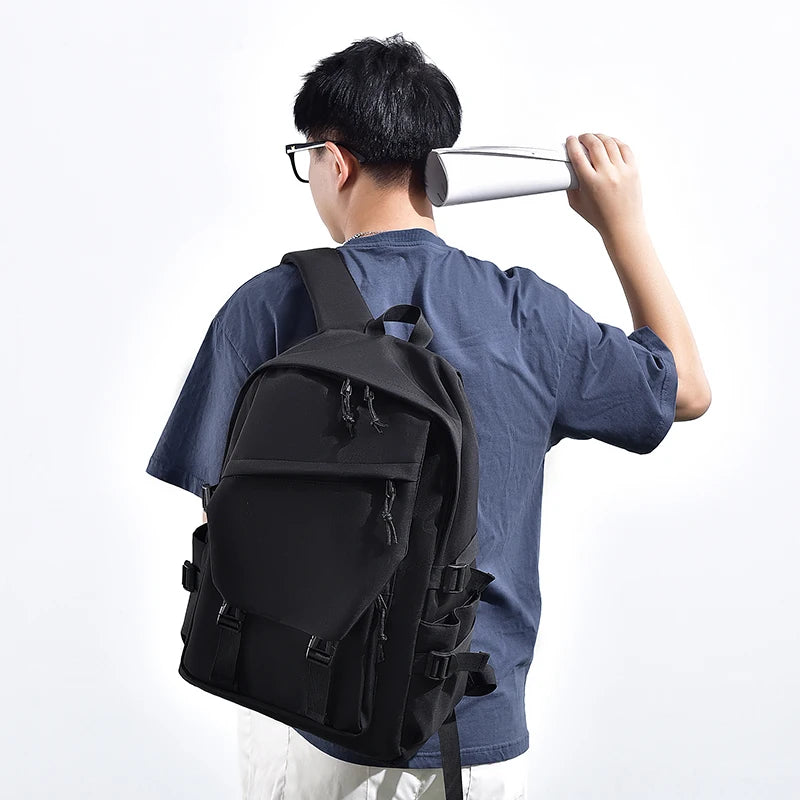Simple solid color backpack,  travel backpack, plenty of storage space, very suitable for commuting, school, work and going out.