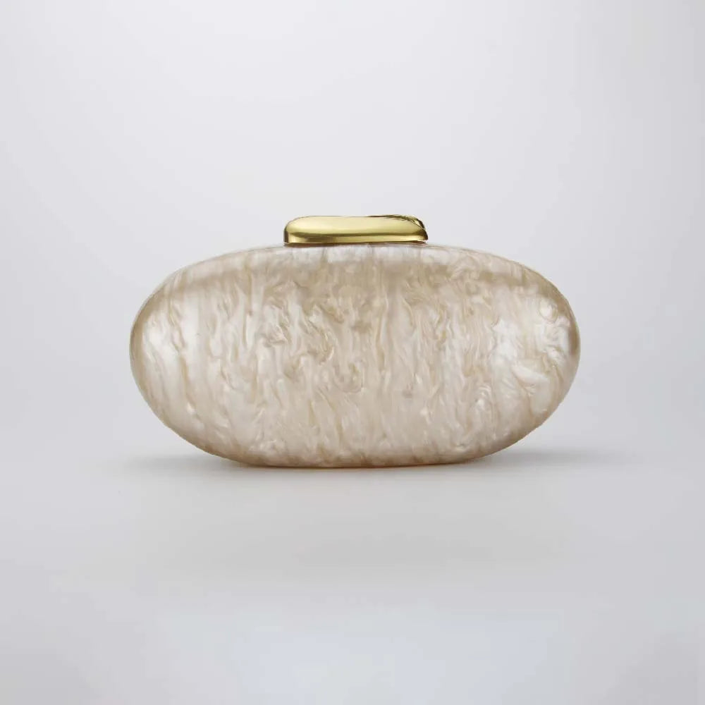 Lady Pearl Marble Brown Shell Egg Acrylic Box Clutch Purse Women Evening Purses Wedding Handbags Female Shoulder Bags Day Clutch