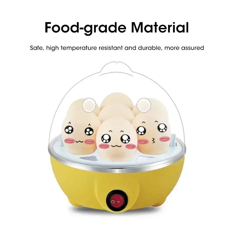Máquina de cozer 7 ovos com desligamento automático, multifunções e portátil, ideal para cozer ovos e preparar pudim a vapor.