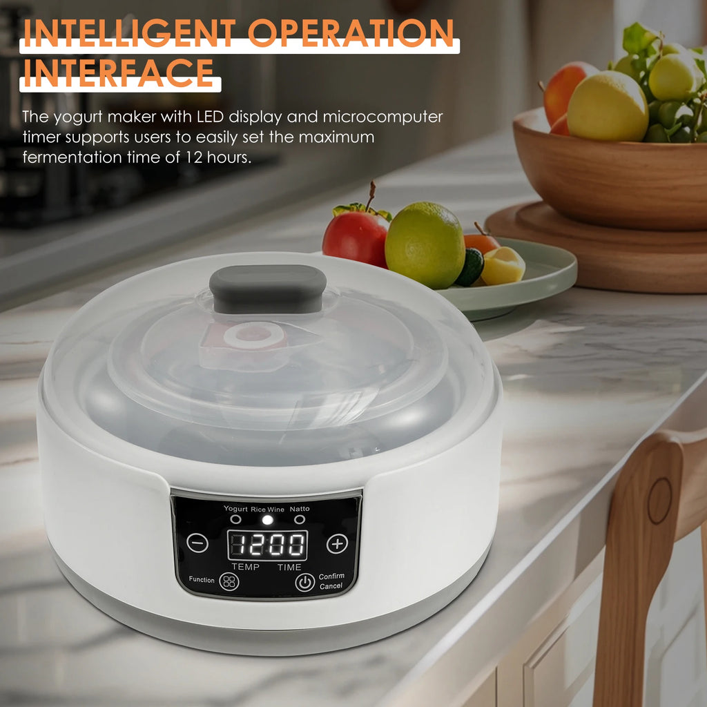 Electric Yogurt Maker Automatic Leben Enzyme Fermenter 1.2L Stainless Steel Intelligent Constant Temperature Fermentation Maker