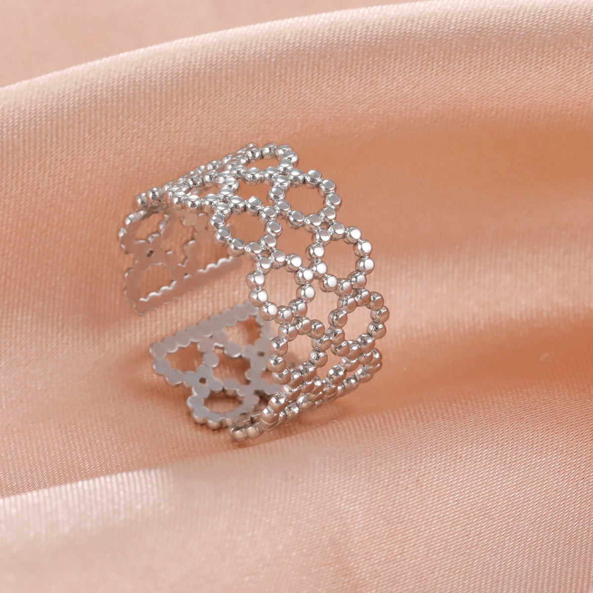 Amaxer For Women Lover's Rings Star Lace Beads Strip Stainless Steel Gold Color Silver Color Engagement Jewelry Party Gift