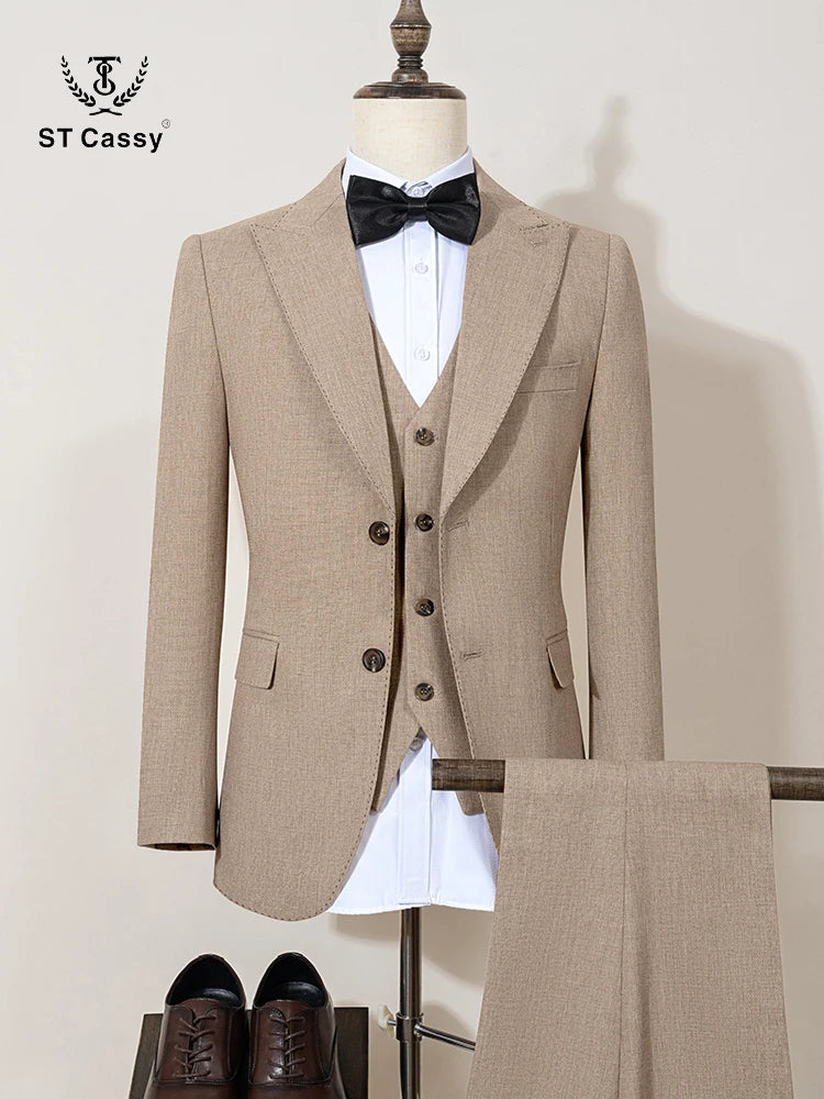 ST Cassy New 2 Buttons on Suit Modern Design Mens Office Wear Blazer Coustime Homme Luxe Bead Edge Craftsmanship