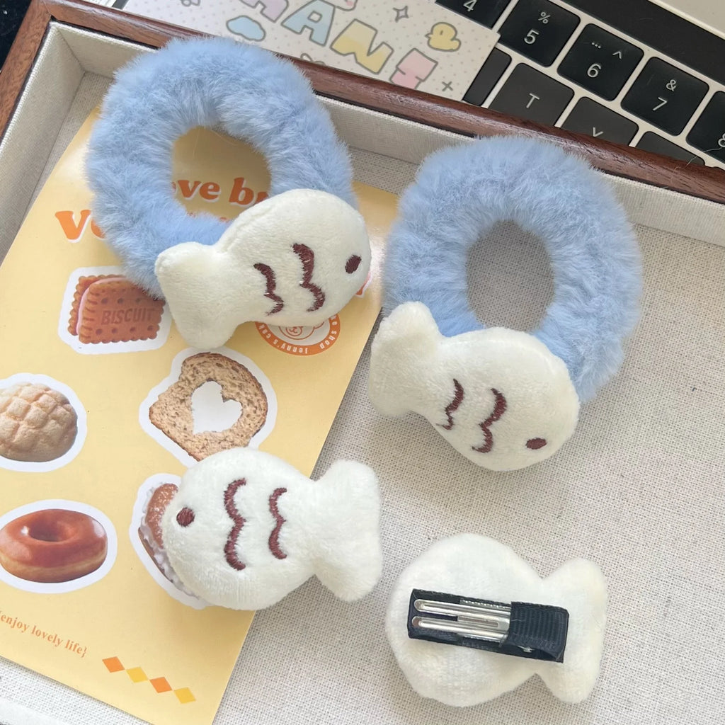 Kawaii Little Fish Hair Clips Cartoon Stuffed Toy Fish Alligator Clips Headbands Claw Clips Girl's Kawaii Headwear