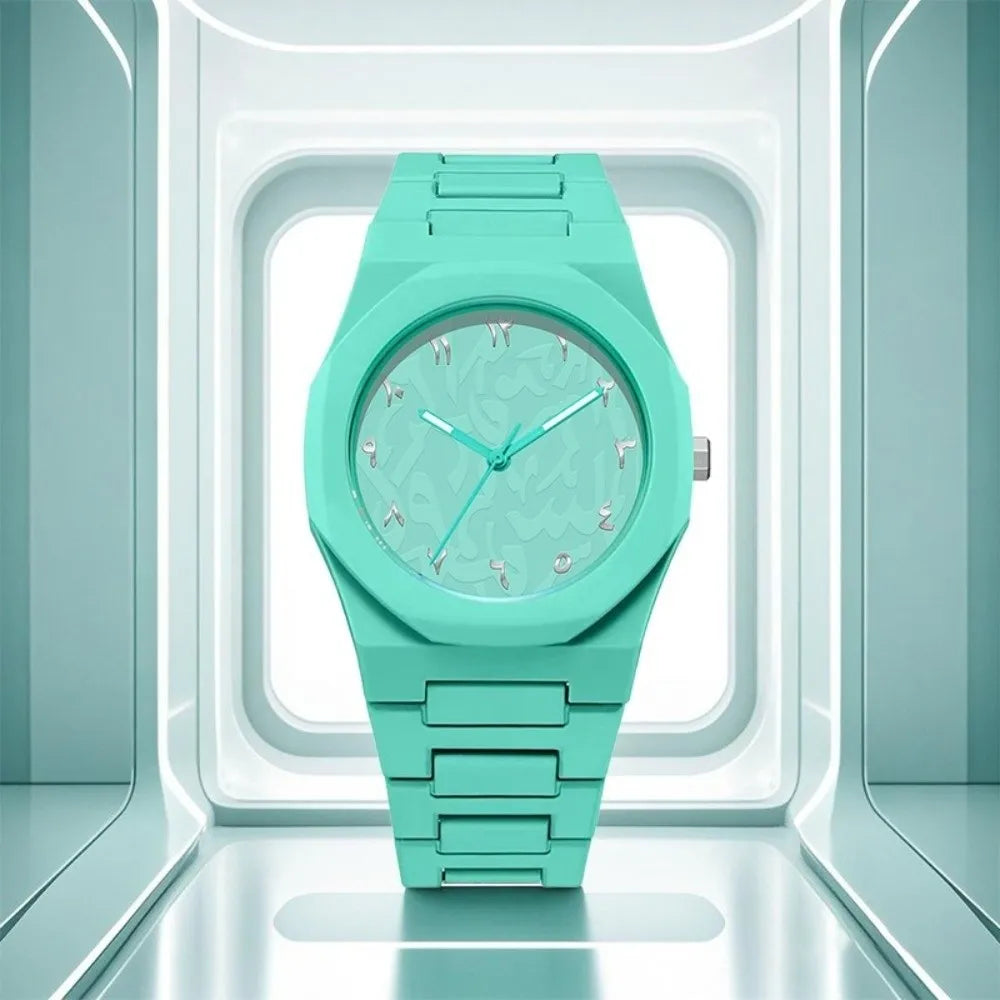 Arabic Dial Waterproof Watch Round Dial Plastic Strap Quartz Watch Exquisite Design Color Strap Business Watch Casual Wear