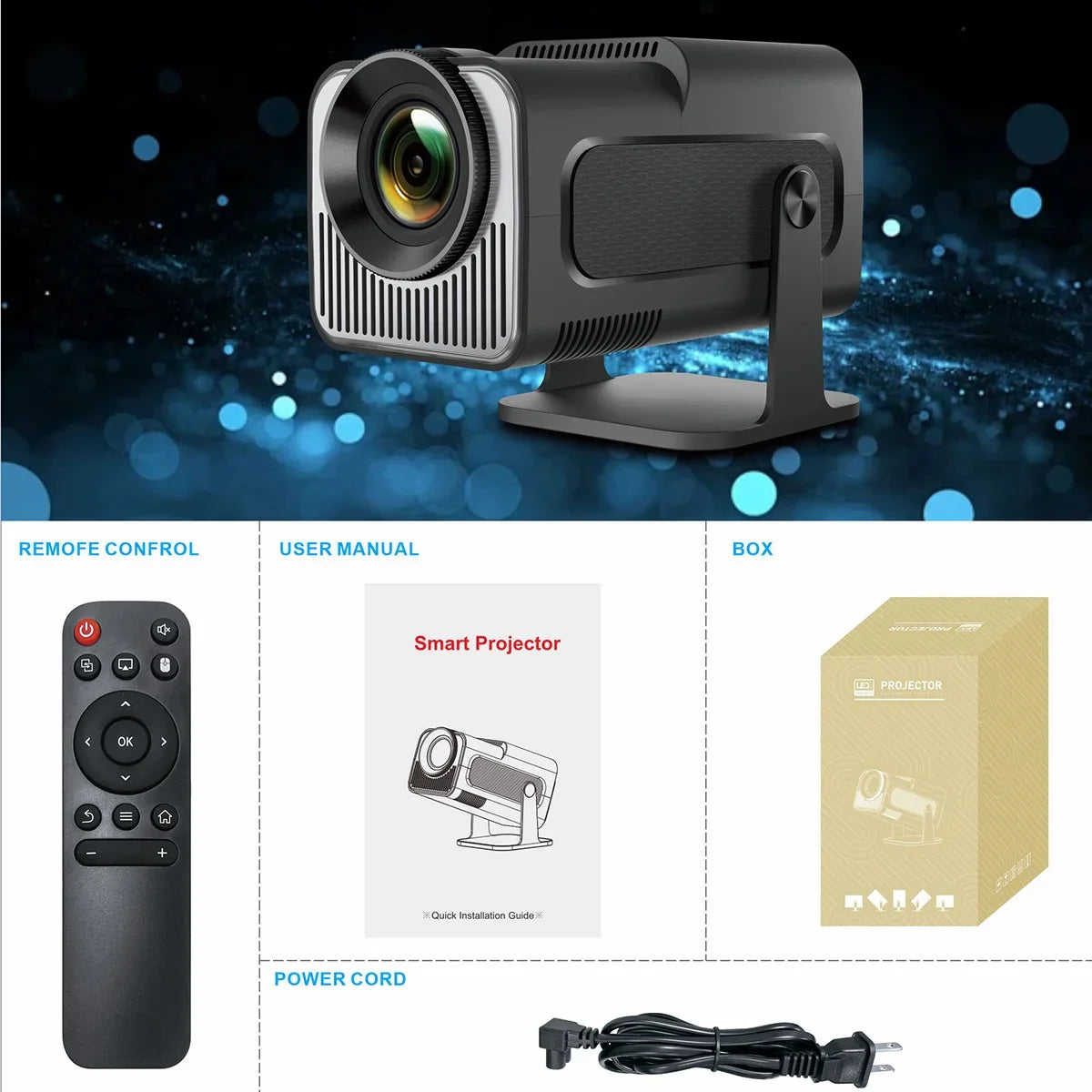Portable  Projector, 4K Supported , WiFi 6 Bluetooth 5, Auto Keystone Correction, Android 11 Smart Home Theater Movie Projector