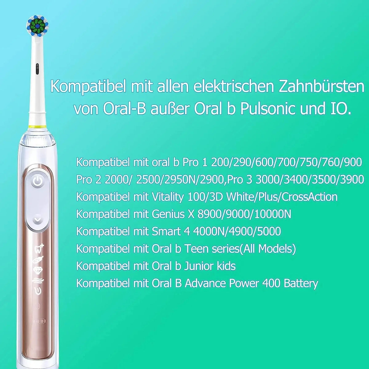 4 toothbrush heads, compatible with Braun Oral-B electric toothbrush, replacement brush heads for Vitality Pro 1000 2000