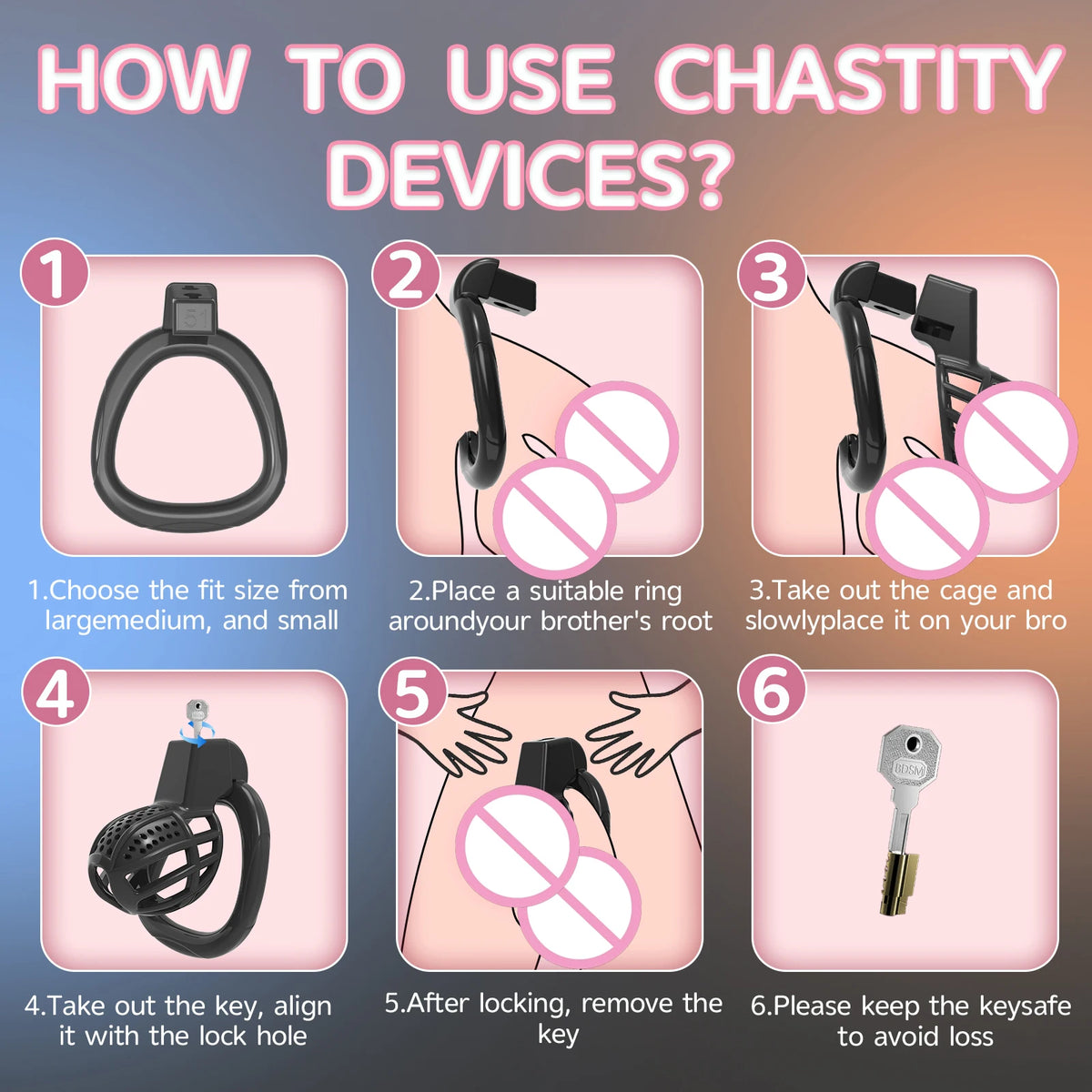 Leather Chastity Harness with Silicone Cage - Adjustable Male Chastity Belt Pants for Locked Play