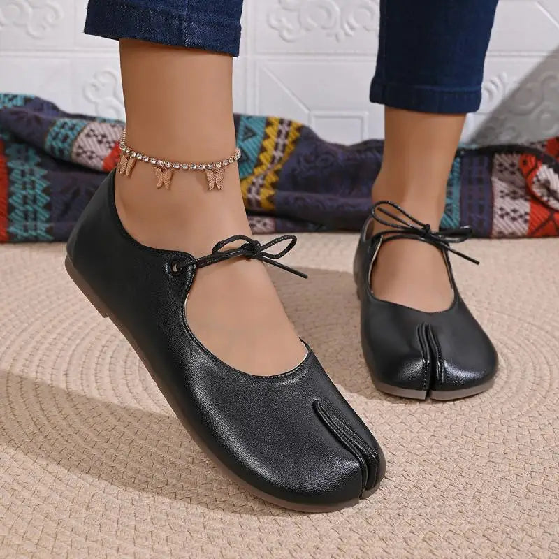 Comfort Flats Heel Silver Designer Tabi Shoes Women Summer 2026 Lightweight Lace Up Bowknot Ballet Flat Shoe Woman's Loafers