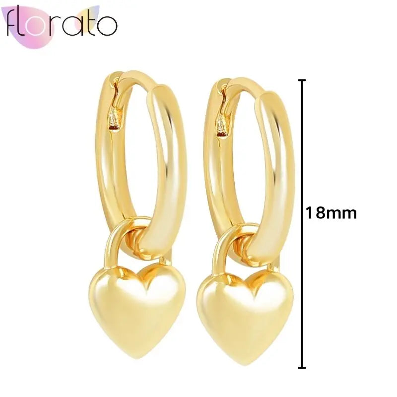 925 Sterling Silver Ear Buckle Retro Metal Heart Pendant Hoop Earrings for Women CZ Huggie Earrings Fashion Females Jewelry