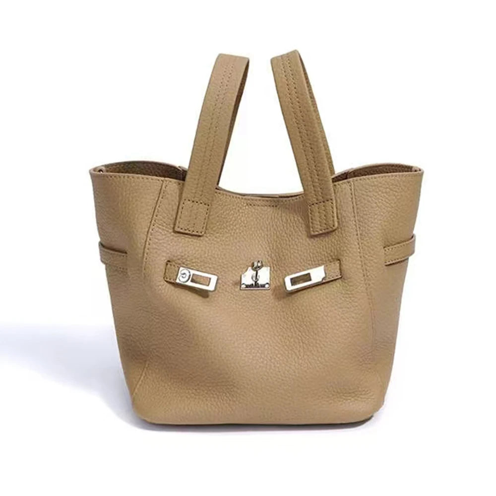 Fashion Original Brand Women Bag Genuine Leather Female Top Handle Soft New Handbags Custom Name Luxury Designer Tote Bucket Bag