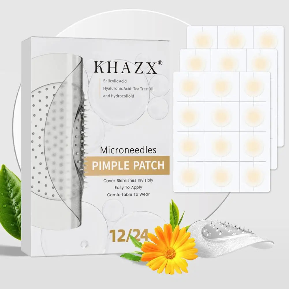 12/24PCS Microneedle Acne Patch Hydrocolloid Invisible Rounded Corner Acne Cover Patches Daily Gentle Skincare Unisex