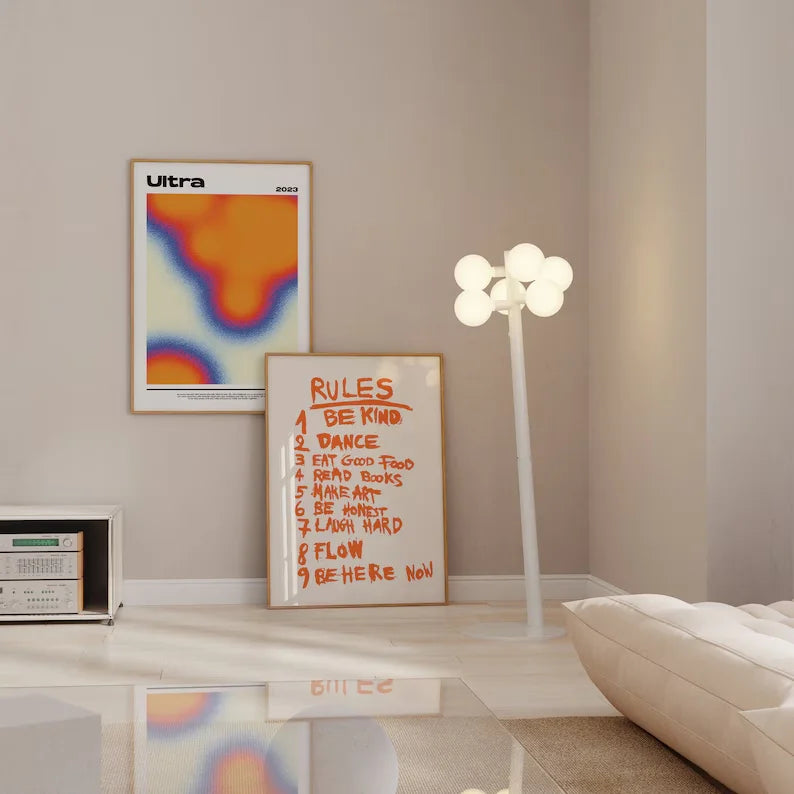 Orange Rule Alphabet Print Canvas Painting Kitchen Gallery Decorative Poster Ideal Gift for Bedroom Frameless Wall Art