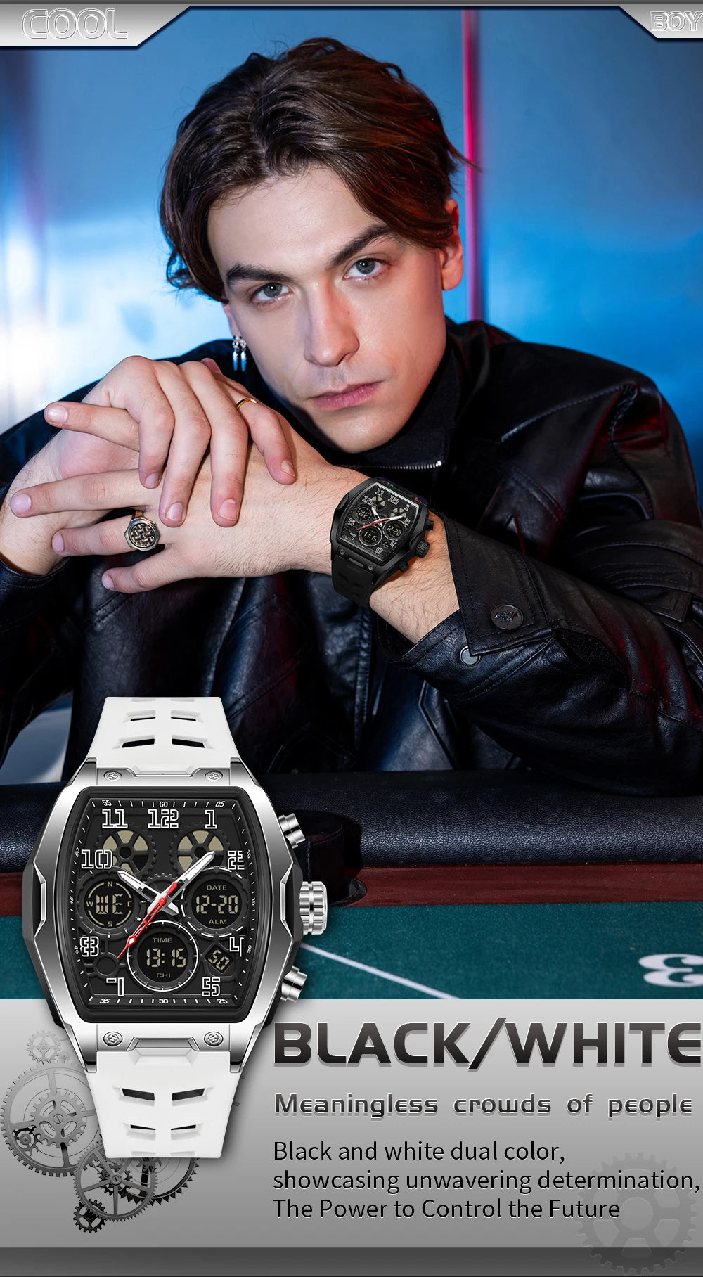 SANDA Fashion Men's Sports Electronic Watch Multi functional Date Countdown Waterproof LED Night Light Men's Electronic Watch