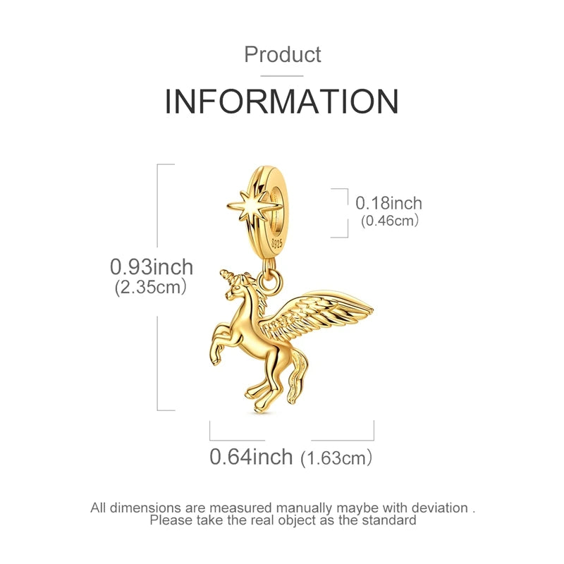 Original 925 Sterling Silver Charm Bead Golden Series Zircon Pendant Fit Original Bracelet Necklace For Women DIY Jewelry Gift