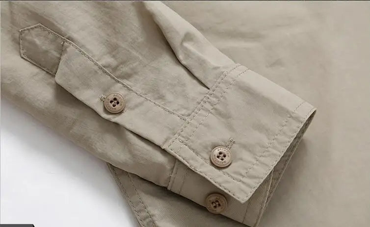Men Outdoor Thin Breathable Comfortable Cargo Shirts Male Multi Pockets Tooling Shirts New Spring Male Mountaineering Shirts