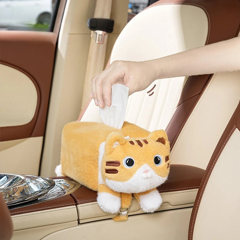 Car tissue box cute cartoon cat car car paper box hanging high-end decoration car tissue bag Car tissue box car accessories