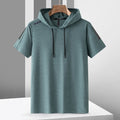 Outdoor Mountaineering Men's Hooded T-shirt Summer Ice Silk Quick Drying Thin Sports Casual Top Loose and Breathable Versatile